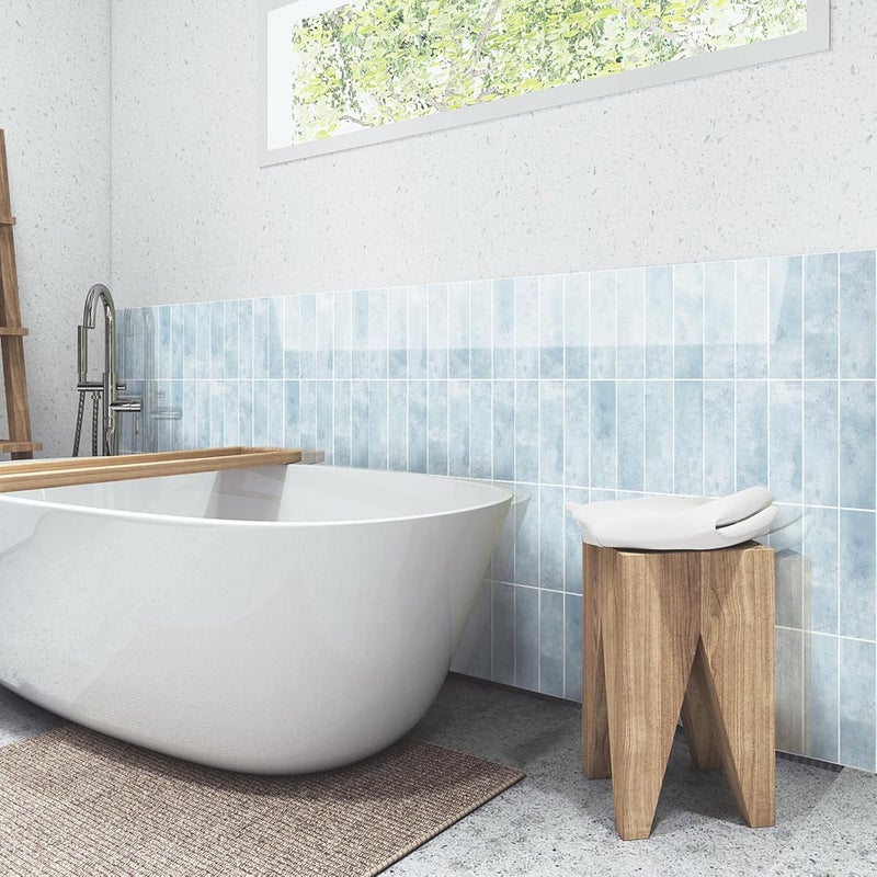 Tilingview 30 PCS Peel and Stick Backsplash Tile for Kitchen/Bathroom/Living Room, 3"x 9" Self-Adhesive Subway Tile for Backsplash, Imitation Glazed Tiles/Handmade Tiles (Glossy Pastel Blue) - Image 5